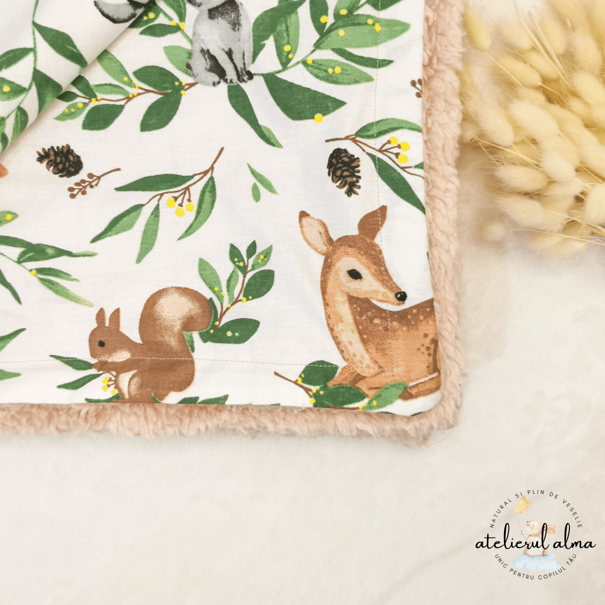 paturica minky, paturica plus bumbac, paturica pufoasa, produse pentru copii si bebelusi, paturici naturale si baby friendly, paturica din muselina personalizata pentru nou nascuti