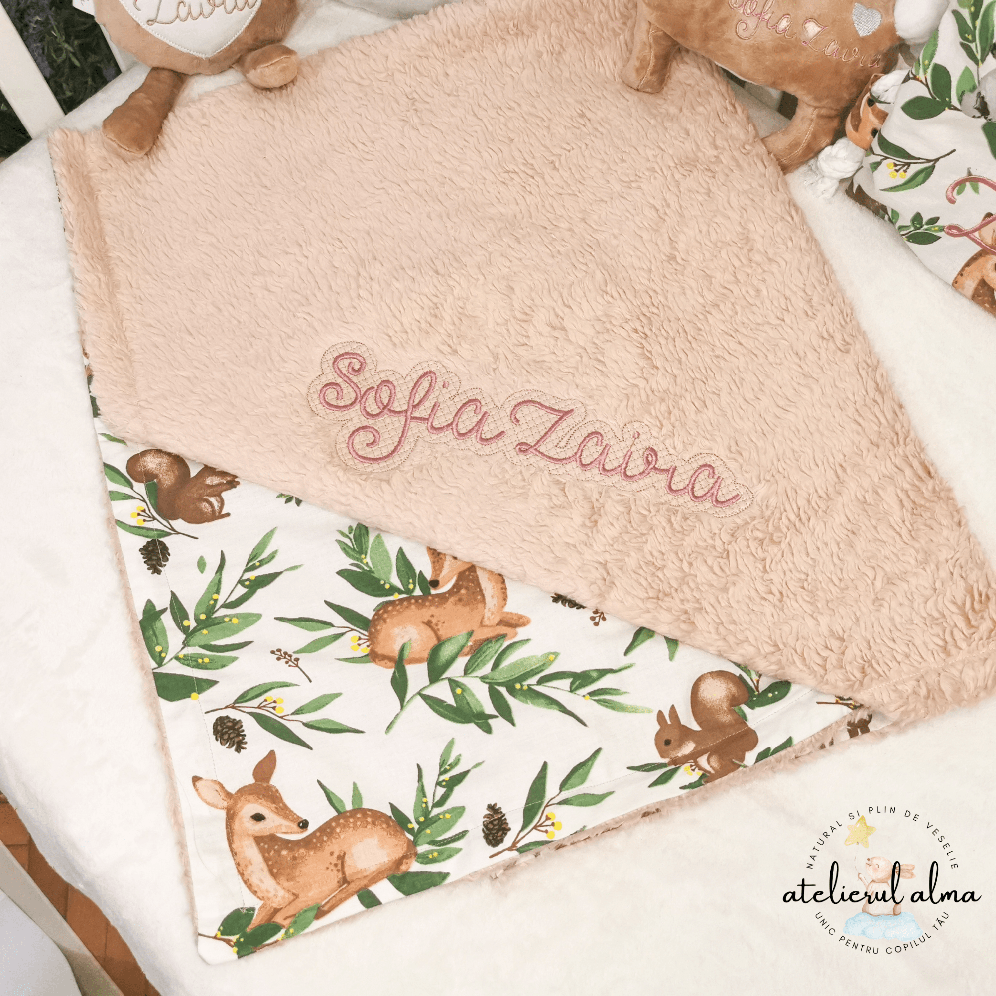 paturica minky, paturica plus bumbac, paturica pufoasa, produse pentru copii si bebelusi, paturici naturale si baby friendly, paturica din muselina personalizata pentru nou nascuti