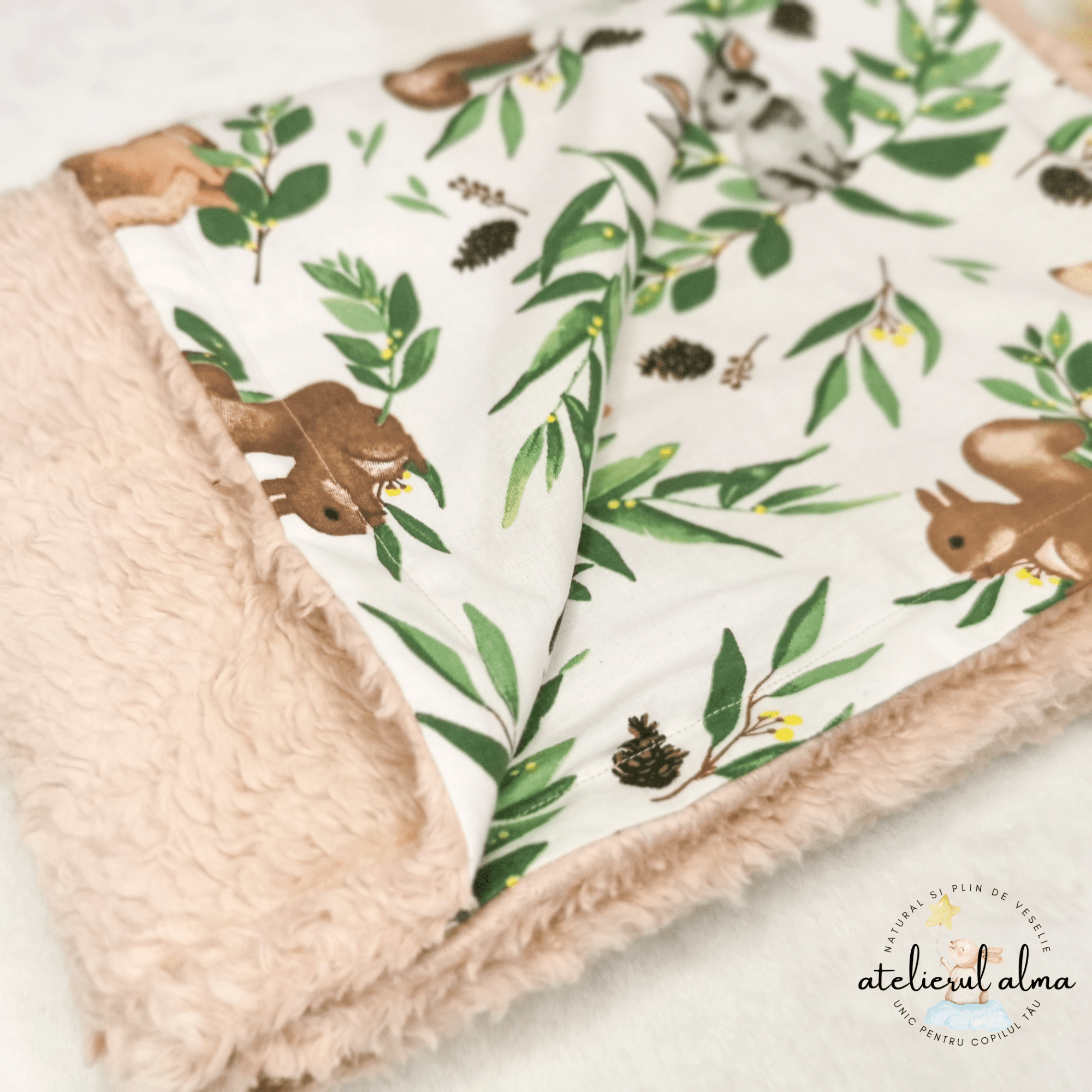 paturica minky, paturica plus bumbac, paturica pufoasa, produse pentru copii si bebelusi, paturici naturale si baby friendly, paturica din muselina personalizata pentru nou nascuti