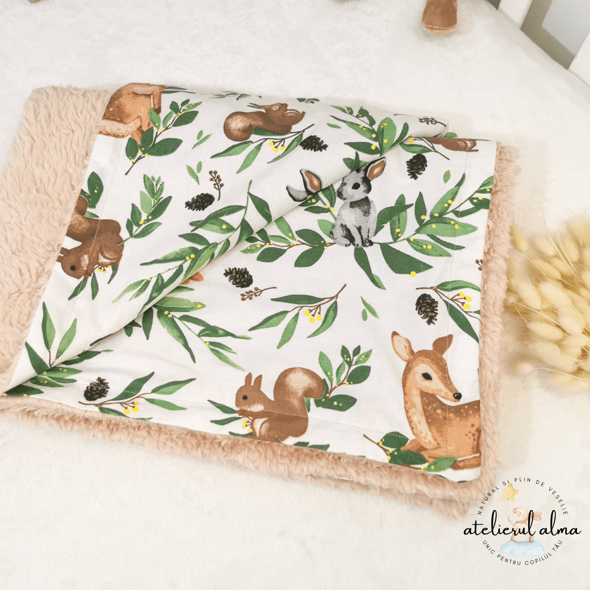 paturica minky, paturica plus bumbac, paturica pufoasa, produse pentru copii si bebelusi, paturici naturale si baby friendly, paturica din muselina personalizata pentru nou nascuti