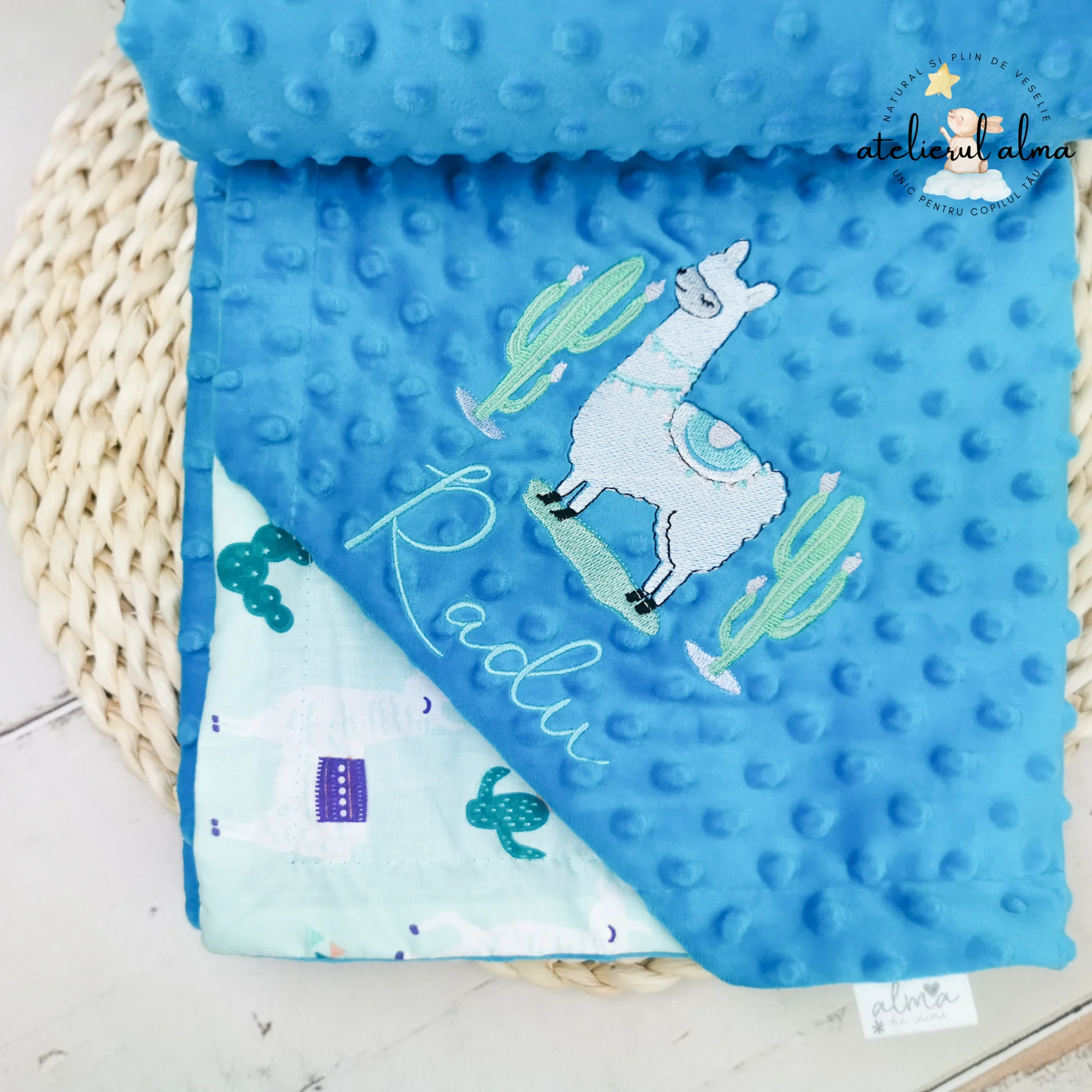paturica minky, paturica plus bumbac, paturica pufoasa, produse pentru copii si bebelusi, paturici naturale si baby friendly, paturica din muselina personalizata pentru nou nascuti