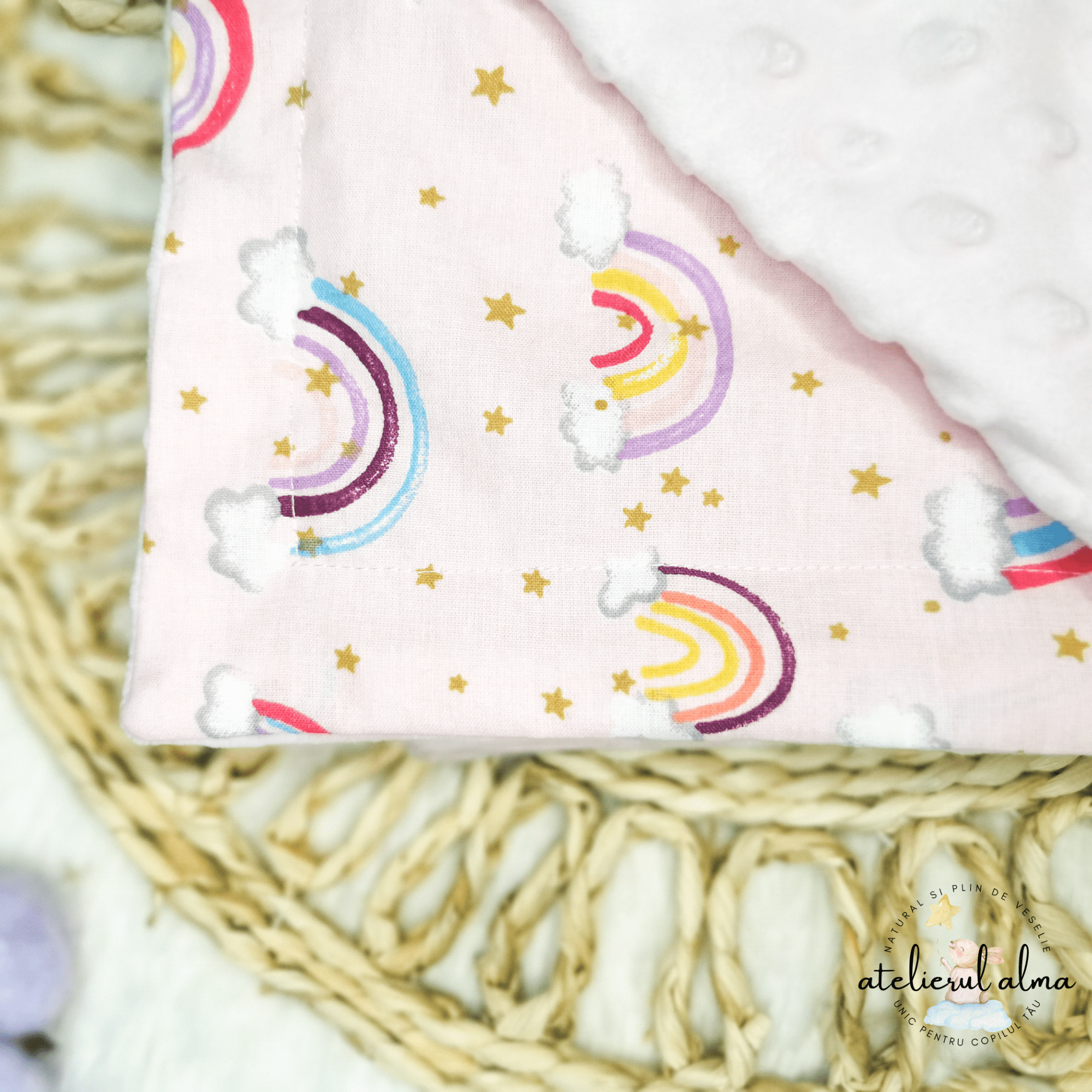 paturica minky, paturica plus bumbac, paturica pufoasa, produse pentru copii si bebelusi, paturici naturale si baby friendly, paturica din muselina personalizata pentru nou nascuti