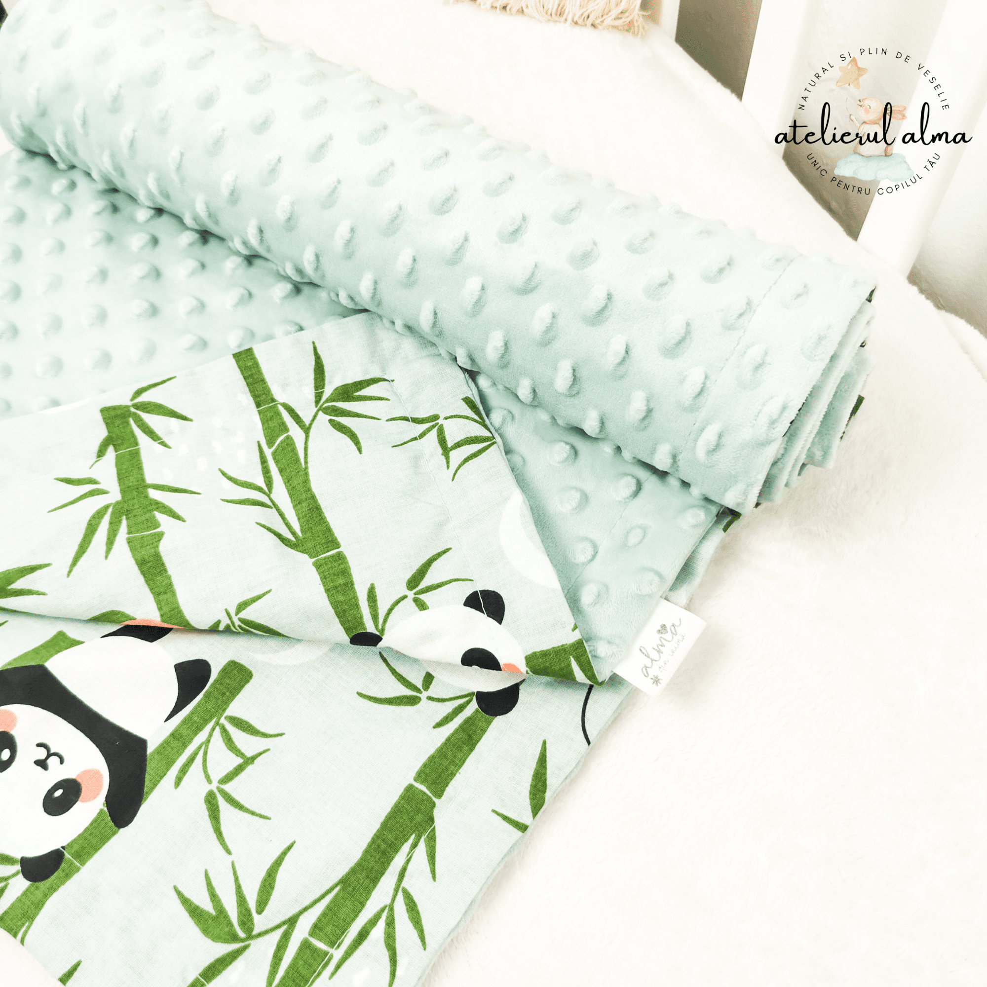 paturica minky, paturica plus bumbac, paturica pufoasa, produse pentru copii si bebelusi, paturici naturale si baby friendly, paturica din muselina personalizata pentru nou nascuti
