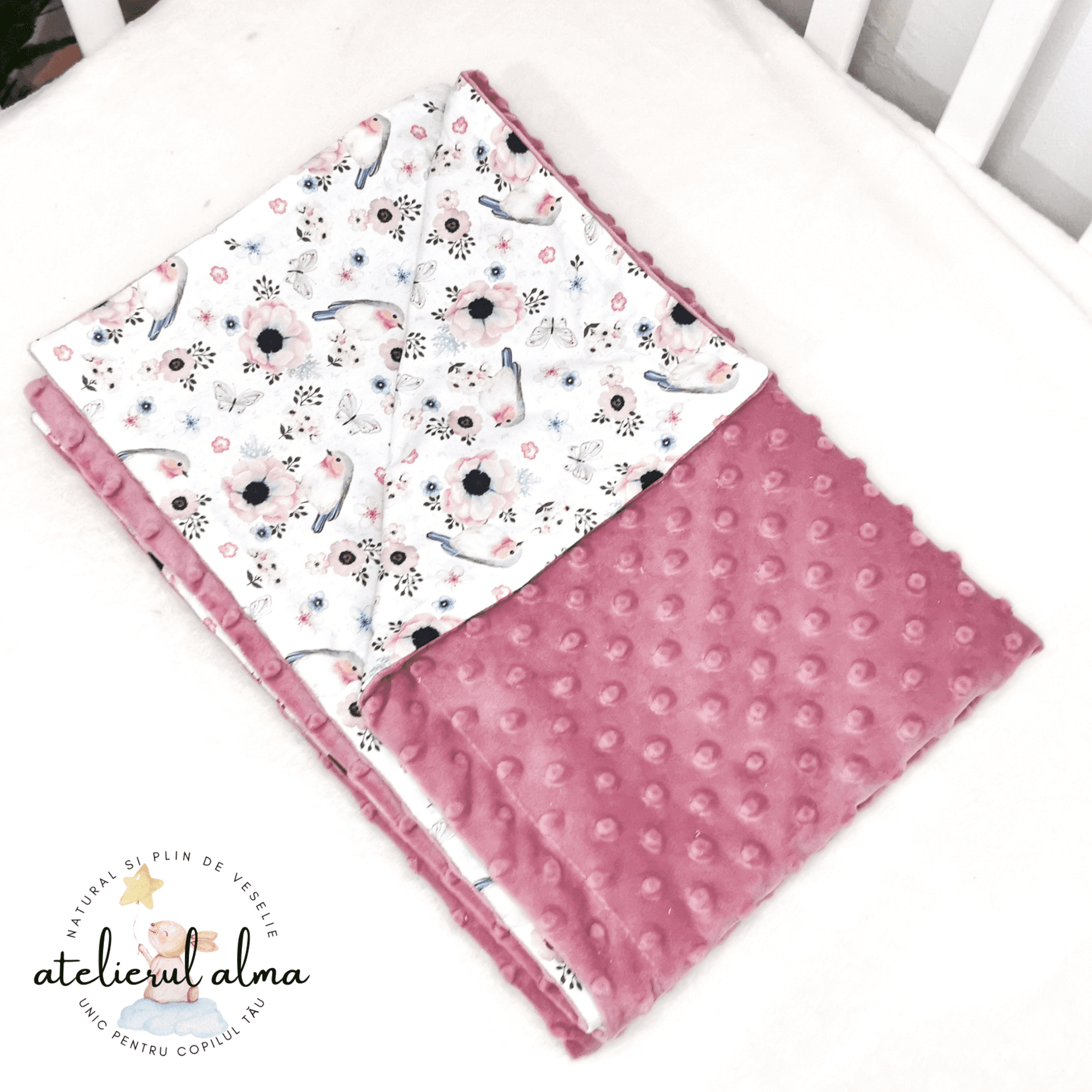 paturica minky, paturica plus bumbac, paturica pufoasa, produse pentru copii si bebelusi, paturici naturale si baby friendly, paturica din muselina personalizata pentru nou nascuti