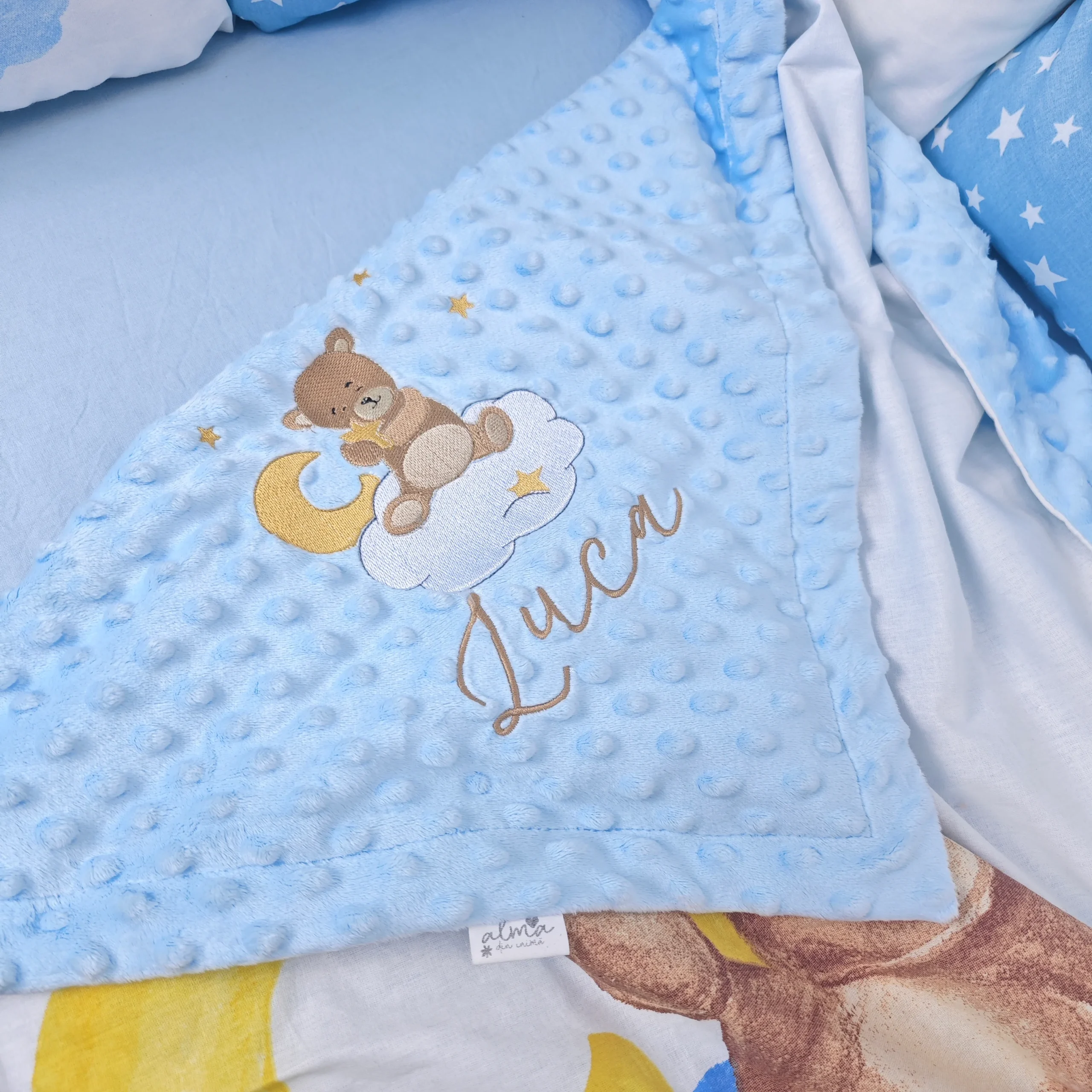 paturica minky, paturica plus bumbac, paturica pufoasa, produse pentru copii si bebelusi, paturici naturale si baby friendly, paturica din muselina personalizata pentru nou nascuti