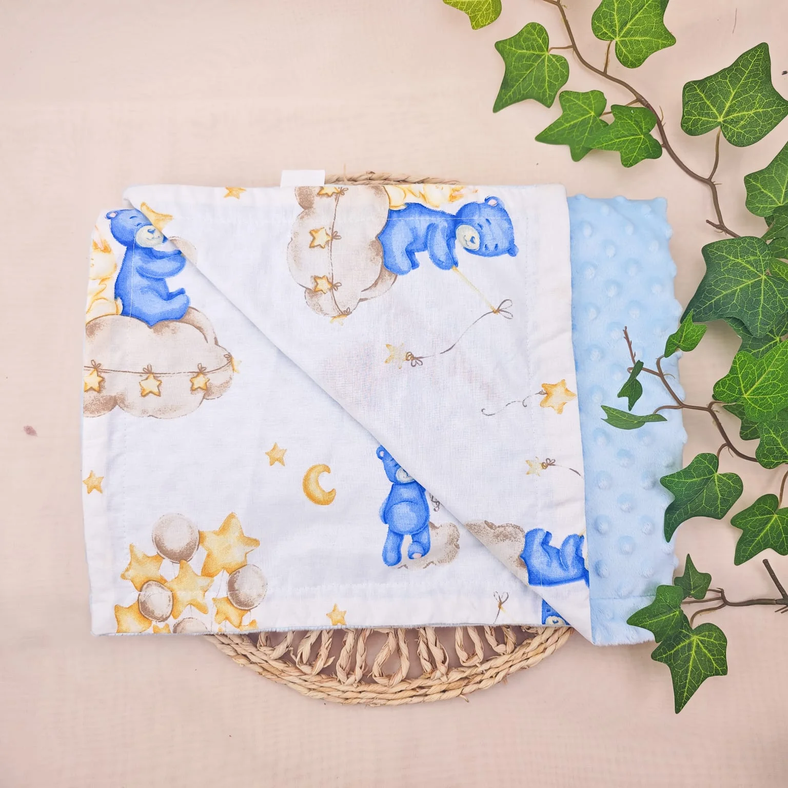 paturica minky, paturica plus bumbac, paturica pufoasa, produse pentru copii si bebelusi, paturici naturale si baby friendly, paturica din muselina personalizata pentru nou nascuti