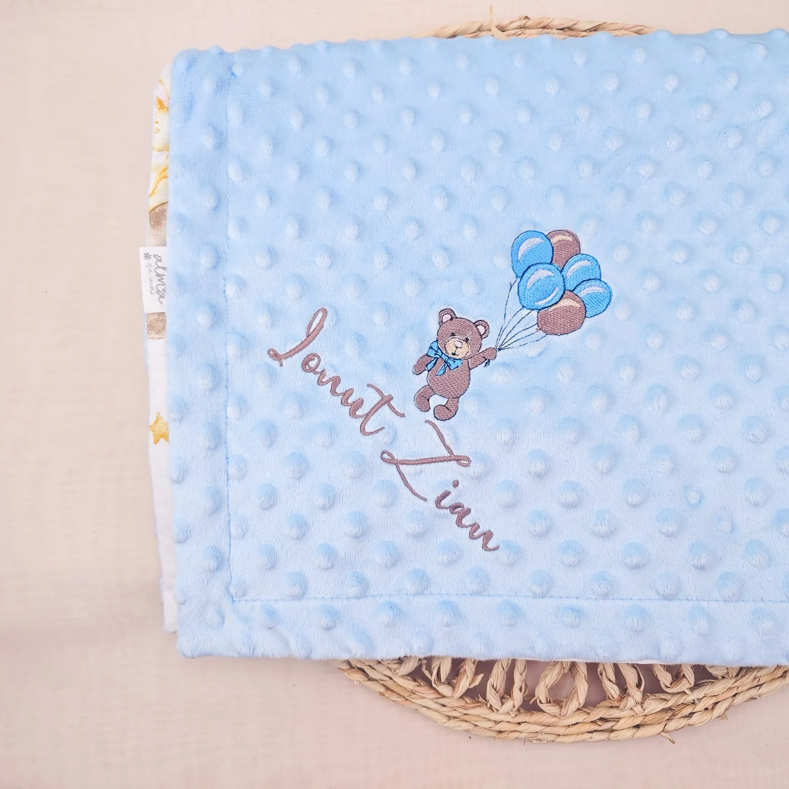 paturica minky, paturica plus bumbac, paturica pufoasa, produse pentru copii si bebelusi, paturici naturale si baby friendly, paturica din muselina personalizata pentru nou nascuti