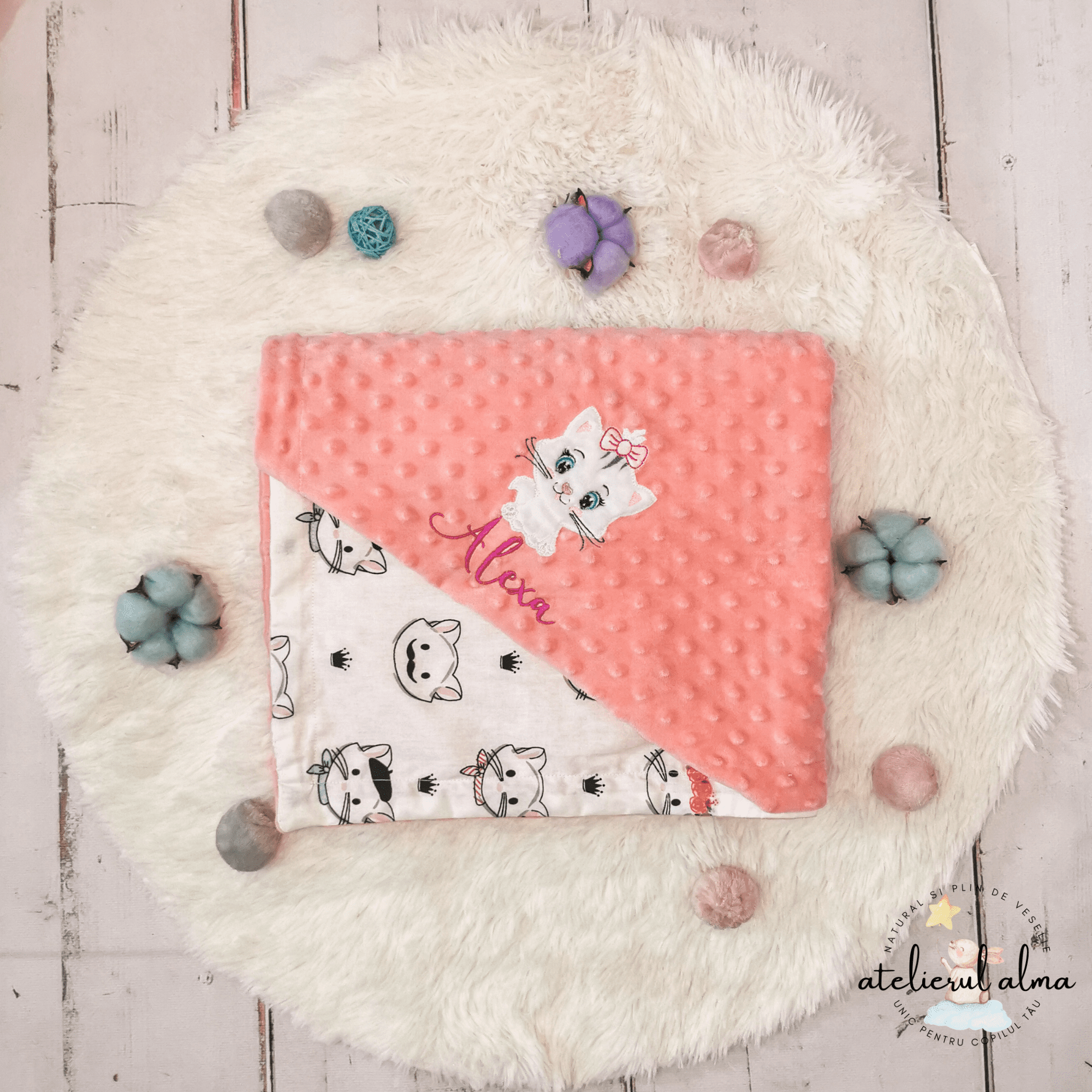 paturica minky, paturica plus bumbac, paturica pufoasa, produse pentru copii si bebelusi, paturici naturale si baby friendly, paturica din muselina personalizata pentru nou nascuti