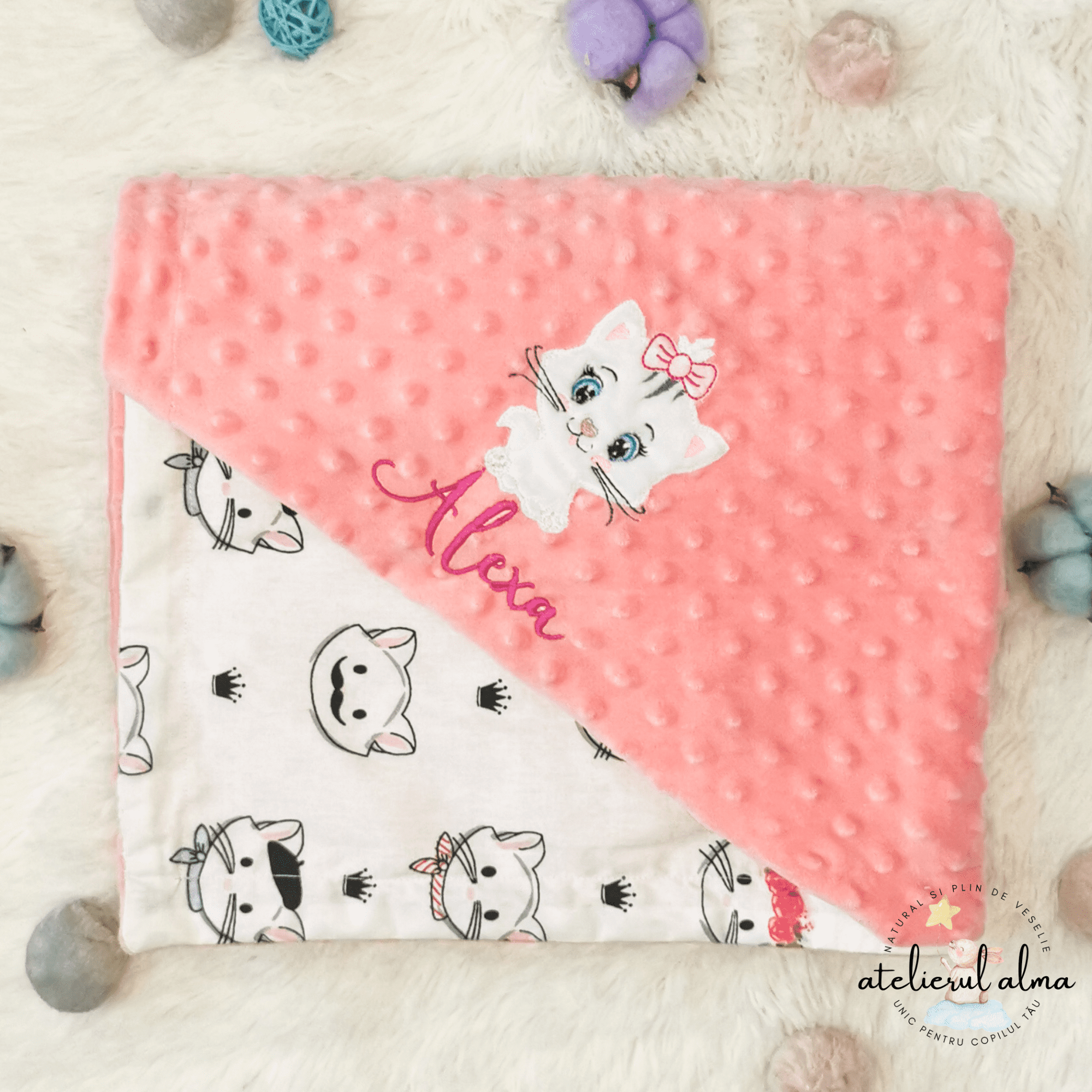 paturica minky, paturica plus bumbac, paturica pufoasa, produse pentru copii si bebelusi, paturici naturale si baby friendly, paturica din muselina personalizata pentru nou nascuti