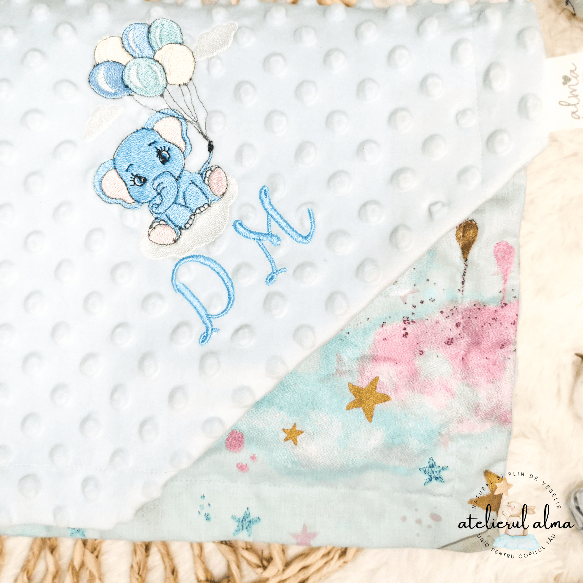 paturica minky, paturica plus bumbac, paturica pufoasa, produse pentru copii si bebelusi, paturici naturale si baby friendly, paturica din muselina personalizata pentru nou nascuti