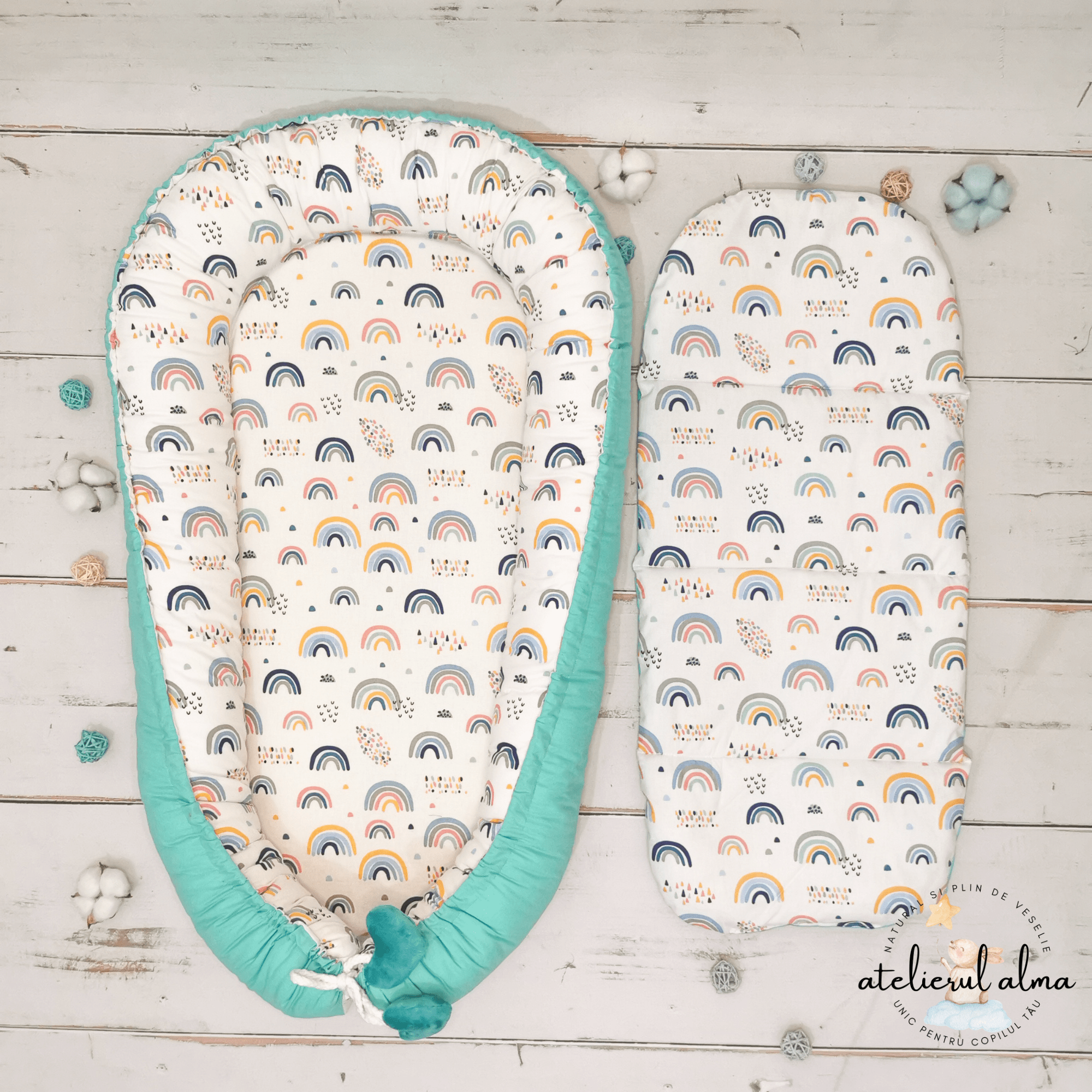 imagine cu babynest pentru bebelusi. cuib nou nascuti pentru dormit, co-sleeping