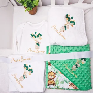 Trusou botez light ursulet cu baloane, personalizat