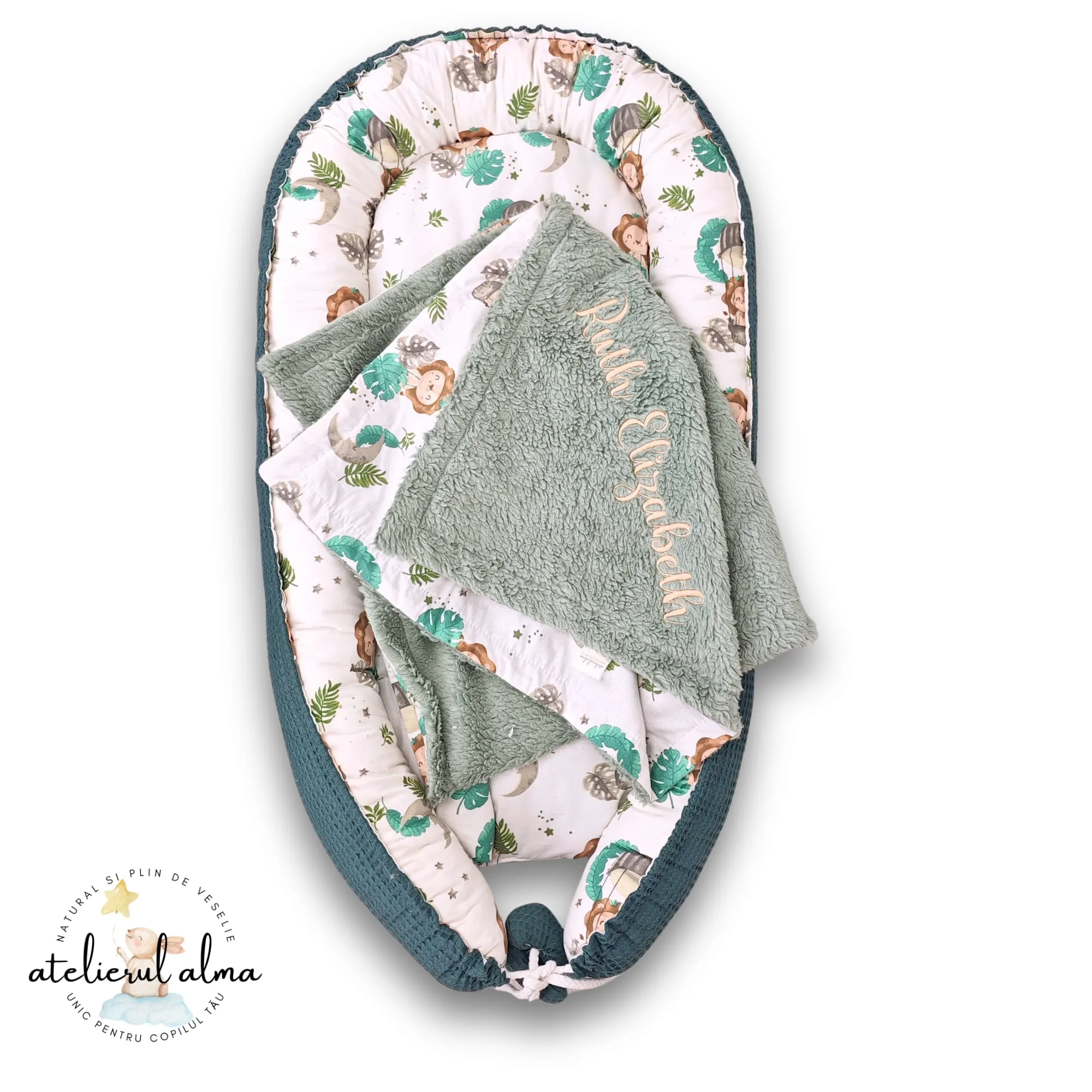 imagine cu babynest pentru bebelusi. cuib nou nascuti pentru dormit, co-sleeping