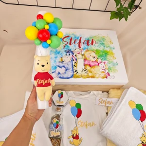 Trusou botez personalizat premium Winnie cu baloane