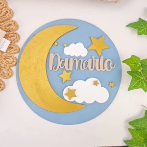 Decoratiune personalizata panou perete lemn luna