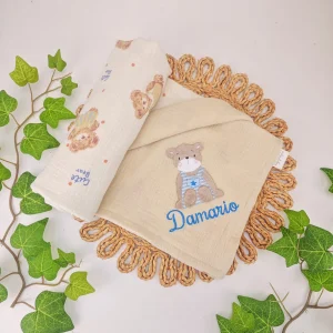 Paturica muselina cu ursulet personalizata